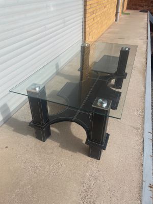 Couchtisch, Kunstleder / Glas